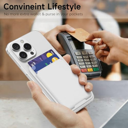 oakxco Phone Wallet Stick On, Slim Thin Adhesive ID Credit Card Holder Wallet Pocket Back of Phone Case, Hard Shell Plastic Sleeve Sticky Card Wallets Pouch for iPhone Samsung Pixel, White - color: White