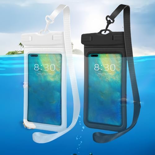 2-Pack Extra-Large Waterproof Phone Pouches, Universal Floating Waterproof Pouch, Underwater Dry Bag for iPhone 15 14 13 12 11 Pro Max, Galaxy S23 S22 S21 S20 Ultra, Pixel, White+Black - color: White+Black