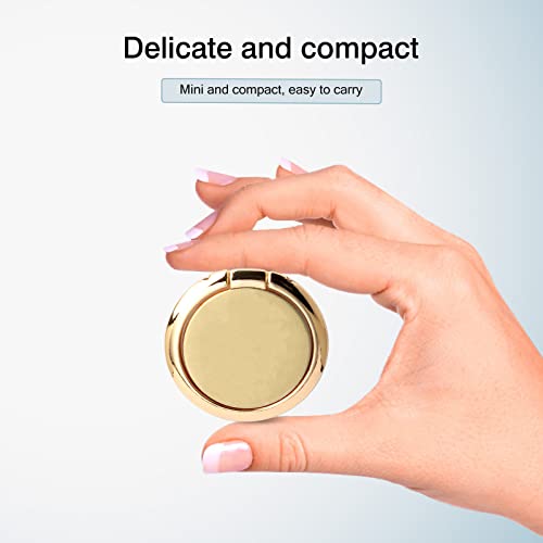 [2 Pack] Small Round Sparkling Cell Phone Ring Holder Stand,360 Degree Rotation and 180 Degree Adjustable Finger Ring Kickstand with Polished Metal Phone Grip (Gold)