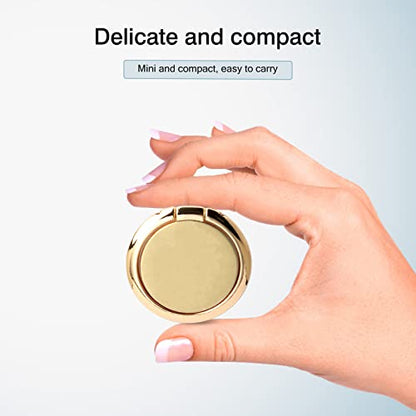 [2 Pack] Small Round Sparkling Cell Phone Ring Holder Stand,360 Degree Rotation and 180 Degree Adjustable Finger Ring Kickstand with Polished Metal Phone Grip (Gold)