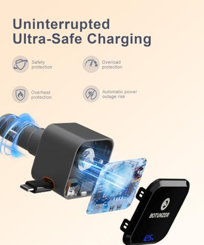 97.5W Retractable Car Charger with Real-Time Voltage Display, 3 in 1 Fast USB C Car Charger Built-in 27in Retractable Cable for iPhone 12-17 Pro Max, Samsung Galaxy S25, Android