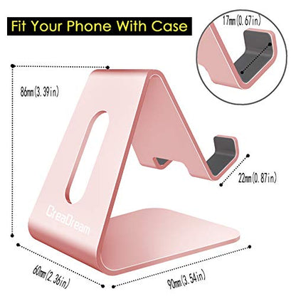 CreaDream Phone Stand Holder, Aluminum Phone Stand for Desk - color: Rose Gold