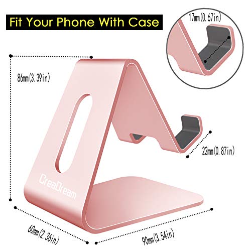 CreaDream Phone Stand Holder, Aluminum Phone Stand for Desk - color: Rose Gold