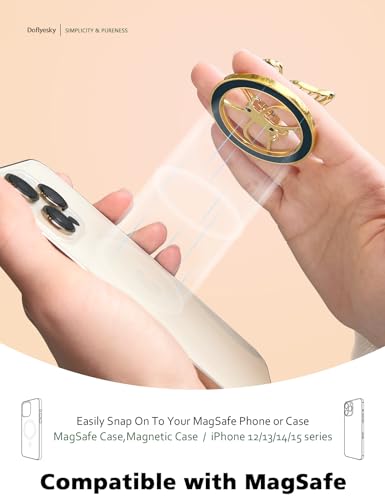 Doflyesky 2025 Upgrade Magnetic Phone Grip Compatible with MagSafe, Butterfly Phone Grip Holder Finger Kickstand for MagSafe, Adapter Ring for Included (Gold Purple)