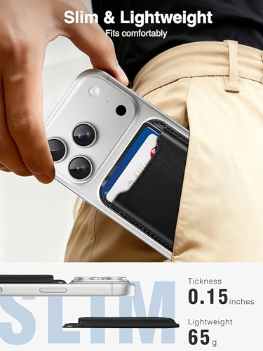 TopMade for MagSafe Wallet, Strongest Magnetic Phone Wallet, 4 Cards Holder - color: Black
