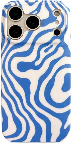 Qokey Compatible for iPhone 17 Pro Max Case 6.9" - Glossy Groovy Wavy Shell, Slim Lightweight Soft Protection for Men Women, Fashionable Trendy Artistic Marble Design Cover - Blue Ocean Waves - color: Blue Ocean Waves