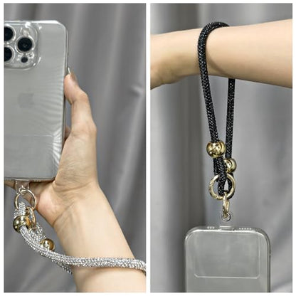 Luxury Diamond Phone Wrist Strap with Tether Tab & Pad (Z-Black) - color: Black, size: Classic