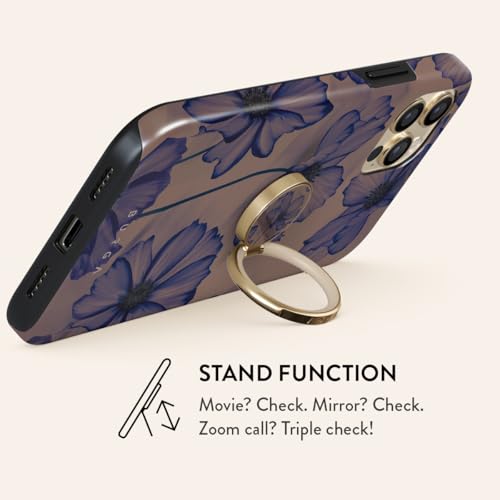 BURGA Cell Phone Ring, Holder Grip and Stand - Finger Phone Grip for Back of Smartphone Case, Kickstand 360 Rotation, Universal Ring for iPhone Samsung Galaxy Huawei Google Pixel, Stylish Accessories - color: Velvet Night, style: Gold