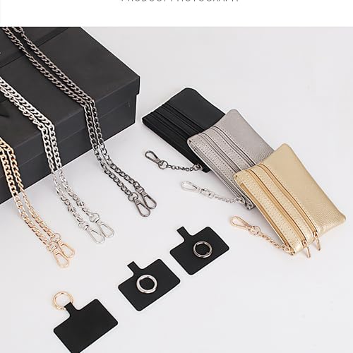 Clip and Go Strap for Phone with Wallet Crossbody - color: Black Chain