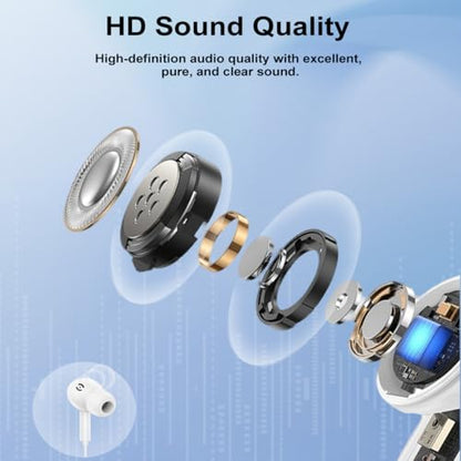 USB C Headphones for iPhone 17/16/15 Pro Max USB C Wired Earbuds with Mic - size: 2 Pack