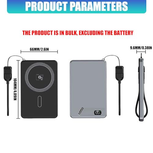 Thin Magnetic Digital Display Wireless Charging Battery Holder Case Without Battery Easy to Assemble for Electronics - color: Light Blue