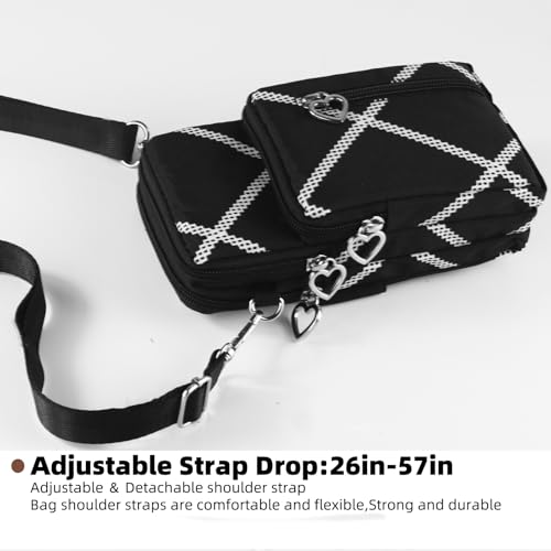 Small Crossbody Bag for Women - Mini Phone Purses with Crossbody Strap and Wallet - Nylon Arm Bag - color: B-white Stripes