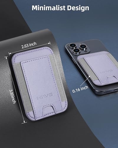 HiWe for MagSafe Wallet, 7 Cards Holder for Phone Case, RFID Blocking - color: Lilac Wallet - Grey Band