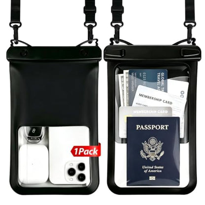 10in Waterproof Phone Pouch for iPhone 17 16 Pro Max, Large Black | Interior Card Pocket, IPX8 Waterproof, Lightweight, Beach & Cruise Essential, Fits up to 10in Phones