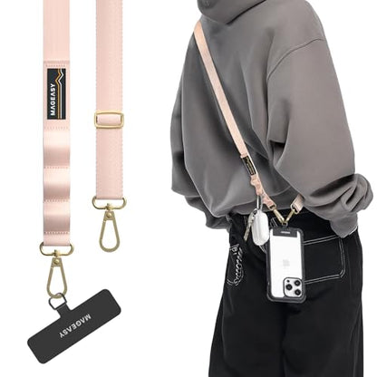 MAGEASY Rover iPhone Lanyard Crossbody with Tether Tab & Attachment Loop, Adjustable Anti Theft Phone Strap for Samsung Google Pixel, 20mm Neck Shoulder Lanyard, Holds 55lb (Dual Clip, Blossom Pink) - color: Blossom Pink, size: Dual Clip