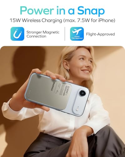 MOMAX Magnetic Wireless Power Bank, 5000mAh Slim 0.3" Portable Charger - color: Titanium, size: 5000 mAh