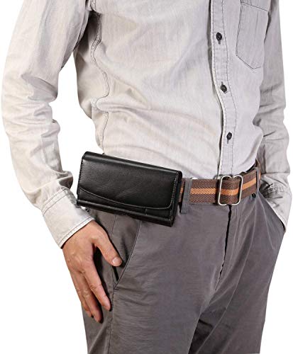 Phone Holster for Samsung Galaxy S26 Ultra S25 Ultra A17 A16 A07 A06 A26 | Extra Large Belt Case for Moto G 5G, G Play, G Power 2026 2025 2024 | PU Leather Pouch Belt Holder with Clip Loop, Card Slots - size: X-Large