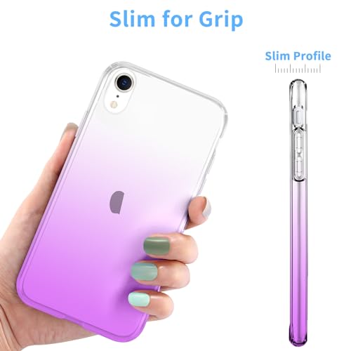 JJGoo Compatible with iPhone XR Case Clear Soft Transparent Shockproof Protective Slim Thin Bumper Phone Cover for XR, Gradient Purple - color: Gradient Purple