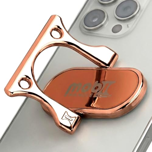 Patented 3-Finger Phone Grip & Stand - Comfortable & Secure Loop Holder for iPhone & Android - Ultra-Slim Zinc Alloy - Magnetic Mount Ready - Cell Phone Ring Alternative [Rose Gold] - color: Rose gold