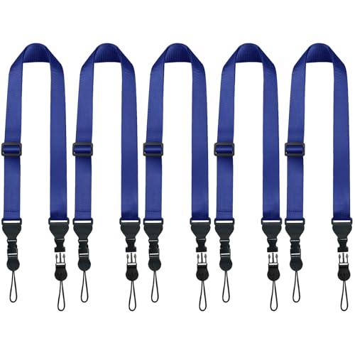 FIEIL 5 Pack Nylon iPad Strap, Adjustable Camera Neck Strap, Comfortable Shoulder Strap for iPad, Cellphone Tablet, Camera, Laptop, Binocular, Luggage Bag(Prussian Blue Universal Neck Lanyard) - size: 5 Pack Prussian Blue
