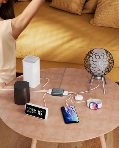 8-Port Travel USB Charger Station, Multi-Port Travel USB C Charger - color: Dark Gray