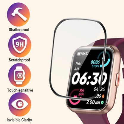 Screen Protector for ID208PLUS 1.8 Inch Smartwatch, PMMA Full Coverage HD 3D Anti-Scratch Film, Designed for Quican, Tensky, Gydom, Hingso, Woneligo, 3 Packs