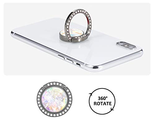 Glitter Bling Bling Phone Ring Holder,Sparkle Phone Ring Artificial Diamond Kickstand,Crystal Rhinestone Cell Phone Finger Ring Grip for Women (Black) - color: Black
