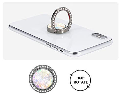 Glitter Bling Bling Phone Ring Holder,Sparkle Phone Ring Artificial Diamond Kickstand,Crystal Rhinestone Cell Phone Finger Ring Grip for Women (Black) - color: Black