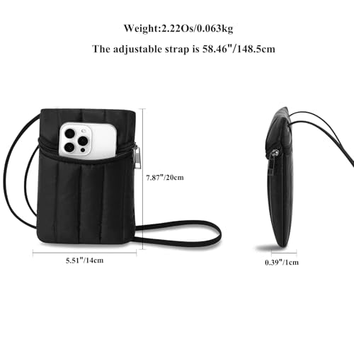 Small Crossbody Women Cell Phone Purse Wallet Bag With Shoulder Strap - color: Black-yur