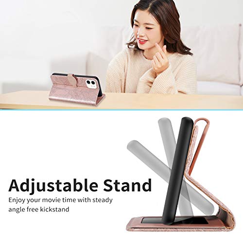 Wallet Case for iPhone 12 Mini 5.4" with Card Holder,PU Leather Flip Folio Shell Wrist Strap Stand Function Magnetic Closure Phone Cover fits iPhone 12 Mini 5G 5.4 inchRose Gold - color: Rose gold, size: iPhone 12 Mini 5G (5.4 inch)