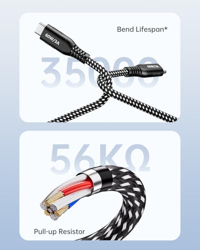 20ft USB C to USB C Cable 60W Fast Charging, Extra Long Braided Type C to C Charging Cable with USB 2.0 Data Transfer for iPhone 15/16/17, Samsung Galaxy, Pixel, Pad Pro/Air, MacBook Pro/Air