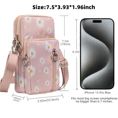 Small Crossbody Bag for Women - Mini Phone Purses with Crossbody Strap and Wallet - Nylon Arm Bag - color: B-chrysanthemum Pink