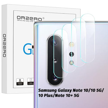 Orzero (3 Pack Compatible for Samsung Galaxy Note 10 Camera Lens Protector, Protector de Cámera Case Friendly Tempered Glass 9H High Definition Microphone Cutout Anti-Scratch - size: 6.3 inch