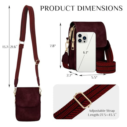 Fashion Small Crossbody Bags for Women Trendy Designer Cell Phone Purses | Adjustable Straps,with Card Holder,Detachable Wristlet Strap,small Cross Body Bag for Woman,Mini Bags,Travel Purse,Work,Gym - color: Red