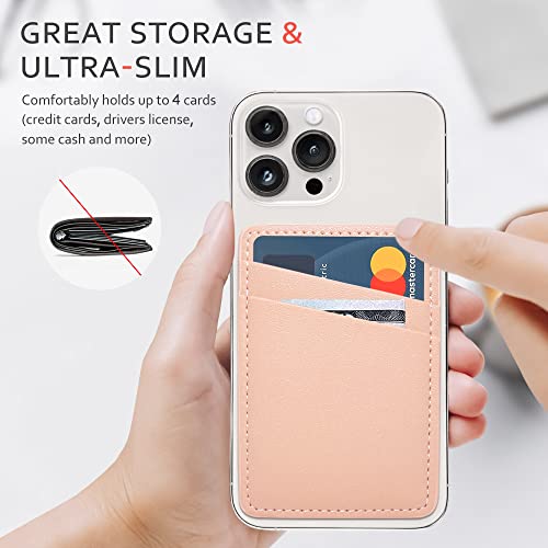 Limvory Phone Wallet, Leather Phone Card Holder Adhesive Stick On Credit Card Pocket for Back of Phone Case for iPhone and Android-White, Pink - color: White, Pink