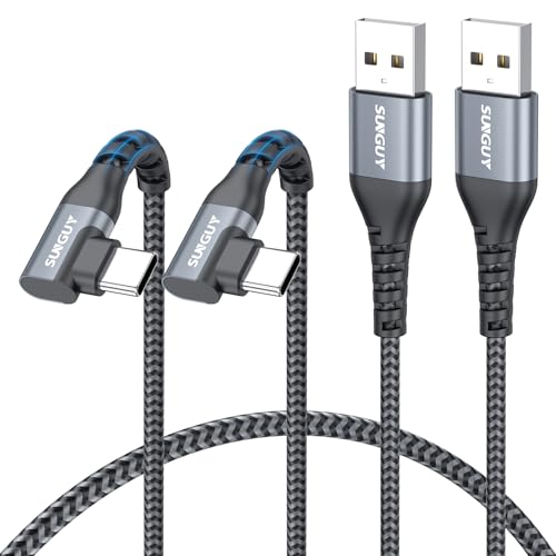 SUNGUY Right Angle USB C Cable 2FT, Short USB C Cable Fast Charging [2Pack] - size: 2FT