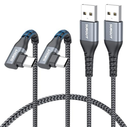 SUNGUY Right Angle USB C Cable 2FT, Short USB C Cable Fast Charging [2Pack] - size: 2FT