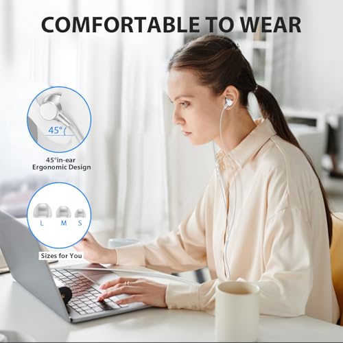 ASKUBSKU Wired Earbuds with Mic for School Chromebook Laptop PC, Silver - color: Silver