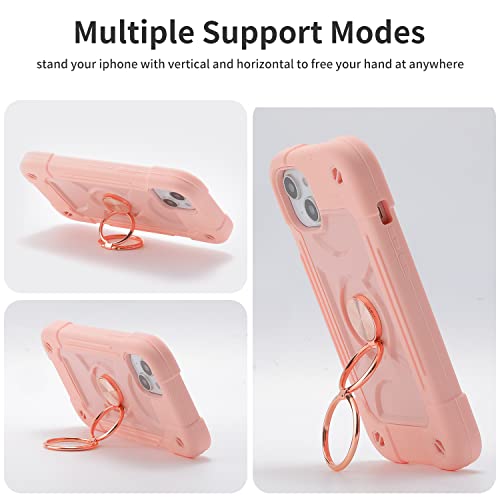 MARKILL Compatible with iPhone 14 Plus Case 6.7 Inch with 360 Degree Rotate Ring Stand, Military Grade Drop Protection Full Body Rugged Heavy Duty Protective Cover for iPhone 14 Plus Pink - color: Pink, size: iPhone 14 Plus 6.7"