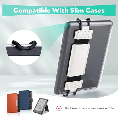 Secure Hand Strap for Kindle and Tablet - High Elasticity Finger Grip Holder Accessories for 6-8 Inches E-Book Tablet. - color: White