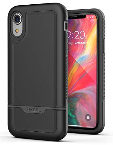 Encased Heavy Duty iPhone XR Protective Case (2018) Military Grade Full Body Cover (Rebel Armor) - Black - color: Black