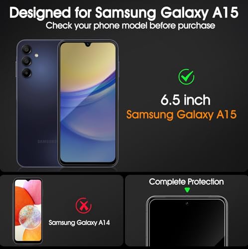 [3 Pack] Privacy Screen Protector for Samsung Galaxy A15 6.5in, Anti-Spy Tempered Glass Film, Bubble-Free, Easy Install - size: Galaxy A15