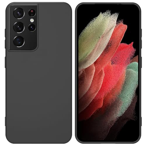 TENOC Phone Case for Samsung Galaxy S21 Ultra 5G, Black Case Anti-Fingerprint Protective Bumper Matte Cover - color: Black Matte, size: S21 Ultra