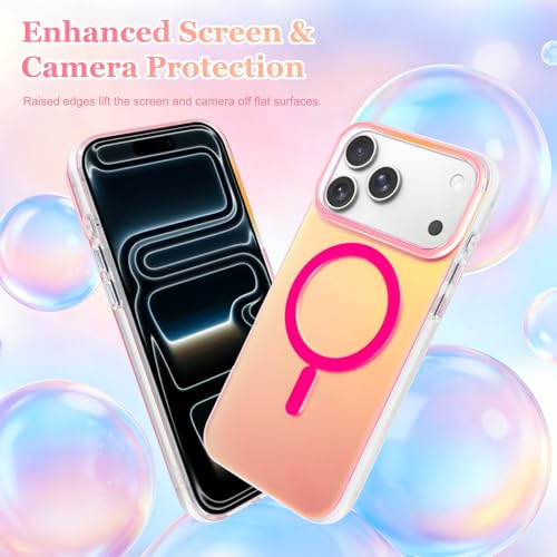 Fiyart Magnetic for iPhone 17 Pro Case - Iridescent Cute 6.3" Rose Red - color: Iridescent Rose Red, size: iPhone 17 Pro