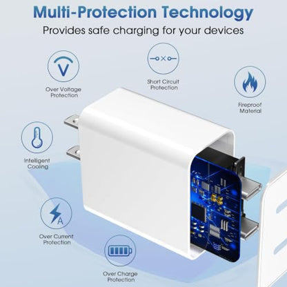 iPhone 17 Pro Max Charger Fast Charging, 40W Dual USB C Fast Charger - color: White, Dual USB-C ports, size: 6ft