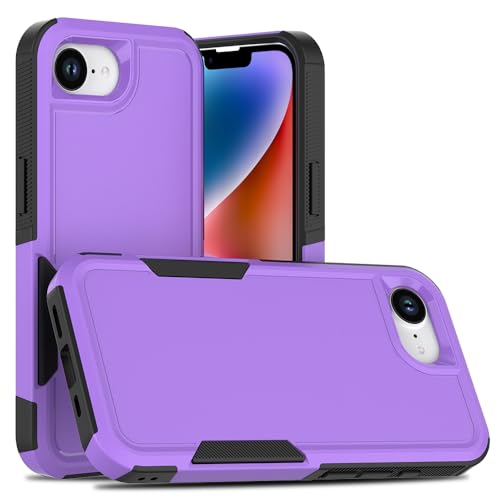 for iPhone 16E / iPhone 17E Case: Dual Layer Protective Heavy Duty Cell Phone Cover Shockproof Rugged with HD Screen Protector - Military Protection Bumper Tough - for iPhone 16E / iPhone 17E, Purple - color: Purple (PC) + Black (TPU)