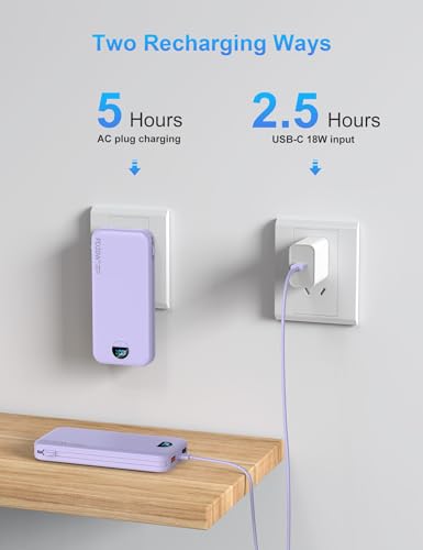 Ffnpua Portable Charger Power Bank 10000mAh PD20W w/Built-in Cables