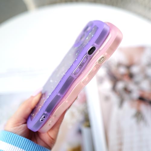 Glitter case for iPhone 13/14 Wavy Edge Black | Bling Sparkle Glitter，Wavy Edge，Full Protection Soft TPU，Kawaii Cute Phone Case for Women Girls - color: Black
