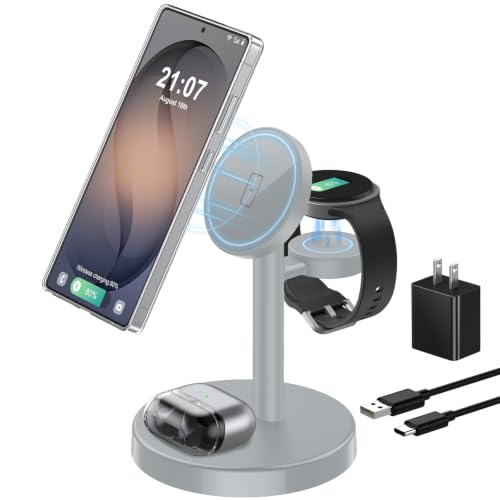 Aeinidi Super Fast Strong Magnetic Wireless Charger for Samsung - color: Titanium Gray, size: 15W