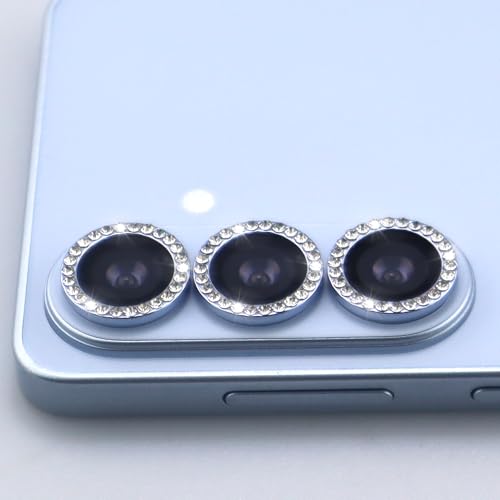 for Samsung Galaxy S26 / S26 Plus Camera Lens Protector, Bling Diamond Metal Ring Tempered Glass Lens Cover, Sparkly Rhinestone Accessories (Sky Blue) - color: Sky Blue